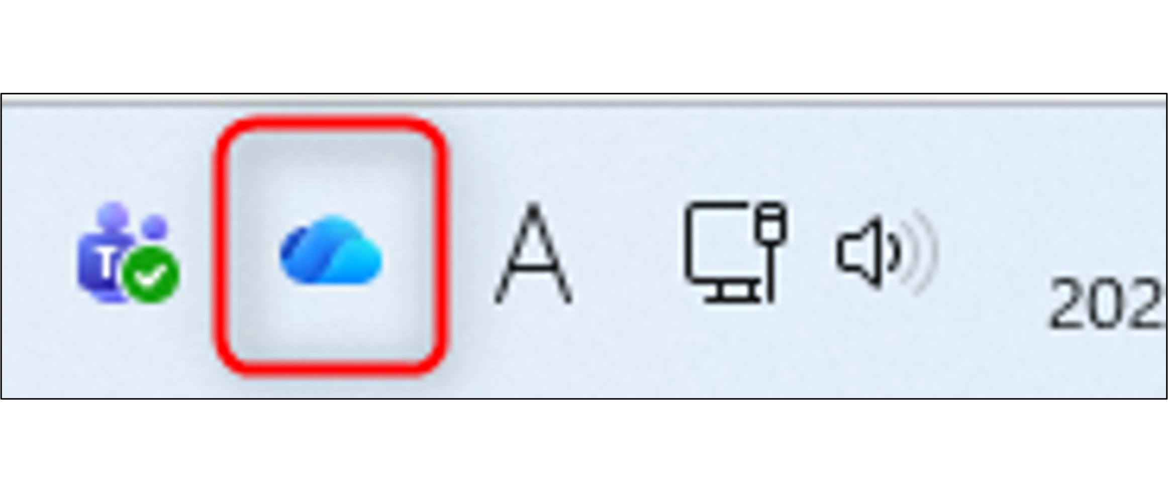 PCの画面下タスクバーに表示される青い雲のアイコンをクリックすることで、OneDriveアプリが起動します。
